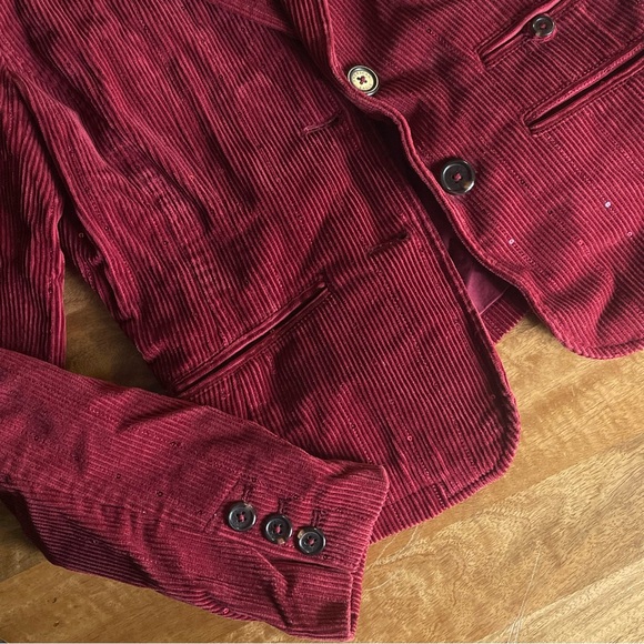 Sequined Y2K AE Red Corduroy Blazer - Picture 2 of 5
